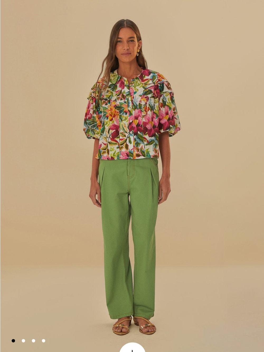 FARM RIO Green Pleated Pants | Straight Leg | Colorful Luxury Trousers 27